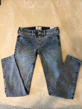 abercrombie kids light blue button-front skinny jeggings